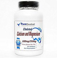 Chelated Calcium and Magnesium 500mg / 250mg // 200 Capsules // Pure // by PureControl Supplements
