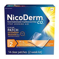NicoDerm CQ Stop Smoking Aid 14 milligram Clear Nicotine Patches for Quitting Smoking, Step 2, GreatPack 1Pack (21 Patches Each )