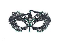 Mardi Gras Party Masquerade Mask,Venice Makeup Dance mask Iron Party Halloween Half face mask Silver-Studded Princess mask Blind Date Green Prom Masks
