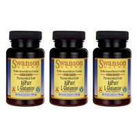 Swanson Amino Acid Ajipure L-Glutamine Pharmaceutical Grade 500 Milligrams 60 Veg Capsules (3 Pack)