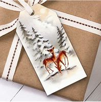 Vintage Traditional Deer Christmas Gift Tags (Present Favor Labels)