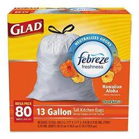 Glad OdorShield Trash Bag, White, 80