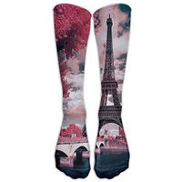 France Paris Eiffel Tower Lovers Knee High Socks Casual Stockings Comfortable Novelty Sports Socks Size 6-10 (One Pair)