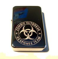 Vector KGM Thunderbird Custom Lighter - NEW Biohazard Toxic Seal Zombie Outbreak Response Team Logo High Polish Chrome Rare!