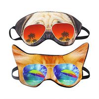 (Pack of 2) 3D Cat Dog Animal Sleep Eye Mask Night Shades for Sleeping Travel Home Office Funny Blindfold for Girls Kids Men Women