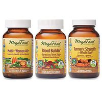 MegaFood, Multi for Women 40+, Blood Builder and Turmeric Strength for Whole Body Supplement Bundle, Supports a Healthy Inflammation Response and Iron Levels (60, 30 & 60 Tablets)