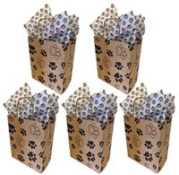 Paw Print Gift Bag Set Set of 5 Gift Bags with paw Tissue Paper (5)