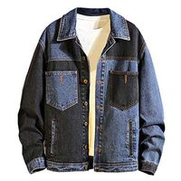 Men's Long Sleeve Denim Jacket,Clearance!! Males Winter Vintage Button Pockets Turn-Down Collar Plus Size Coat Tops Blouse
