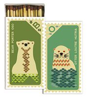 HomArt Large Decorative Bear and Otter Stamp Candle and Fireplace Wood Matches (Set of 3)