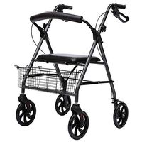 LJHHH Folding Rollator Walker,with Seat and Detachable Storage Bag,Heavy Duty Rollator Walker,Lightweight Aluminium Walking Mobility Aid for Elderly