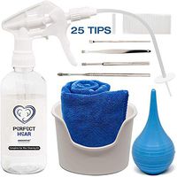 Perfect Ear Wax Removal Tool Kit - Wax rx Ear wash System for Adults & Kids - Includes Basin, Syringe, Curette Kit (Spoon and Spiral), Towel and 25 Disposable Tips