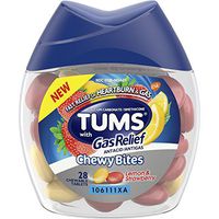 Tums Chewy Bites Antacid with Gas Relief, Lemon and Strawberry, 28 Chewable Tablets