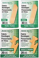 Assured Assorted Flexible Fabric Bandages, Knuckle, Fingertip, Standard, 4-Box, 100-ct
