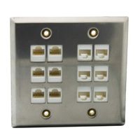 YinXiong Stainless Steel Metal Solid Style CAT6 RJ45 Wall Plate With Backside Female To Female Connector (12 Ports)