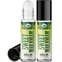 Organic Sweet Marjoram Roll On Essential Oil Rollerball (2 Pack - USDA Certified Organic) Pre-diluted with Glass Roller Ball for Aromatherapy, Kids, Children, Adults Topical Skin Application - 10ml