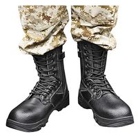 SUGEER Men's Sport Boots Casual Shoes Durable Desert Outdoor Hiking Leather Boots Combat Black Shoes