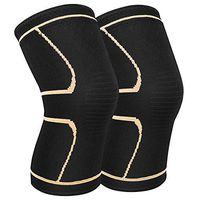 AVIDDA Knee Brace Support Pair for Men Women, Copper Compression Knee Sleeve for Joint Pain Relief, Arthritis, Meniscus Tear, Injury Recovery, Running, Squats, Weight Lifting, Football Gold S