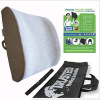 Trusted XL Back Lumbar Support Pillow Won't Flatten 100% Pure Memory Foam - Posture Cushion Pain Relief for Office, Car, Home, Travel - Removable Attach Anywhere Extendable Straps (Gray)
