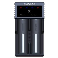 Universal Charger AMORGE A2 2 Bay Universal USB Quick Battery Charger powerbank for 3.7V AA AAA Li-ion 10440 14500 16340 18450 18650 20700 21700 26650 Rechargeable Battery