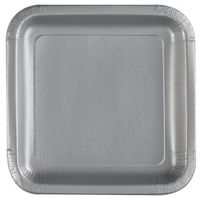 Hallmark Silver Shimmer 7" Square Paper Dessert Plates - 12 ct
