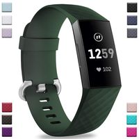 Hamile Replacement Bands Compatible for Fitbit Charge 3, Classic Edition Adjustable Sport Wristbands Watch Strap for Fitbit Charge 3, Small, Olive Green