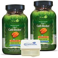 Irwin Naturals 3-in-1 Carb Blocker, Appetite Control Metabolism Support Supplement - 75 Liquid Softgels Bundle with a Lumintrail Pill Case