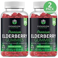 (2 Pack | 120 Gummies) Elderberry Gummies for Immune Support | Immune Gummy with Vitamin C, Antioxidant & Flavonoids | Natural Berry Flavor | Immune System Booster Herbal Supplement for Adults & Kids