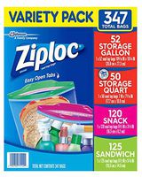 A Ziploc Double Zipper Bag, 347 Variety Pack, (4 Sizes Variety, 347-Count)