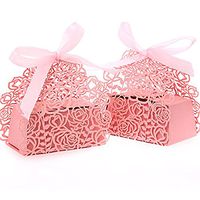 ULTNICE Candy Packaging Boxes Laser Cut Candy Box Ribbons Wedding Party Favors 25Pack
