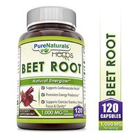 Pure Naturals - Beet Root Dietary Supplement - 1,000 Milligrams per Serving - 120 Capsules – Support Cadiovascular Heath*Promotes Energy Production- Support Exercise Stamina,Mental Focus & Clarity*