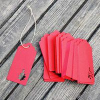 100pcs Christmas Gift Tags Kraft Paper Tags Xmas Tree Hang Tags with Jute Twine Hanging Gift Wrap Tags Cards Label Xmas Tree Decor - Red