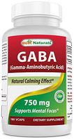 Best Naturals GABA Supplement 750mg 180 Veggie Capsules, Naturals Sleep Aid