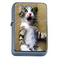 Funny Face Animals Flip Top Oil Lighter S12 Smoking Cigarette Smoker Includes Silver Case