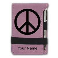 Mini Notepad, Peace Sign, Personalized Engraving Included (Pink)
