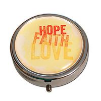 Hope, Faith, Love Silver Three Compartment Pocket/Purse/Travel Pill Box Case