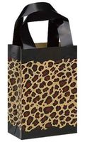 Print Frosted Plastic Shopping Gift Bags(5"x3"x7") - Quantity of 100 (Leopard)