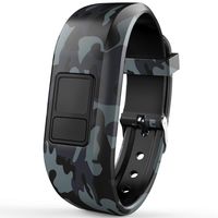 iBREK for Garmin Vivofit jr/jr 2/3 Bands, Silicon Adjustable Camouflage Replacement Watch Bands for Kids Boys Girls Small Large(No Tracker)-Small,Gray Camo