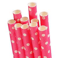 10 ct. Hot Pink Polka Dot Paper Straw | Quantity: 10 | Length - 7 3/4" | Diameter - 1/4"