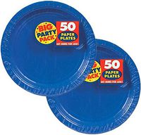 amscan Big Party Pack Paper Luncheon Plates 7-Inch, 100/Pkg, Bright Royal Blue