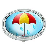 Umbrella in Rain Metal Oval Pill Case Box