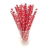 GZQ 100 Pack Paper Straws Multi-Color Biodegradable Cocktail and Hot Drinks Drinking Straws Decorations for Party Birthday Wedding Baby Shower (Snowflake)