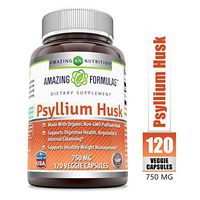 Amazing Formulas Psyllium Husk-750 Mg,120 Veggie Capsules(Non-GMO,Gluten Free)-Made with Organic Psyllium Husk - Supports Digestive Health, Regularity & Internal Cleansing-Supports Healthy Weight Mana