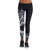 Yoga Leggings,FUNIC Womens Printed Sports Yoga Workout Gym Fitness Exercise Athletic Pants High Waist (L, Black)