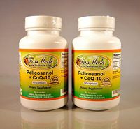 Policosanol + Coq10, Polycosanol, Cholesterol Aid, Heart Health, Made in USA - Various Sizes (2 Bottles - 120 [2x60] Capsules)