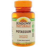 SUNDOWN NATURALS POTASSIUM VITAMINS 99 mg 2 bottles x 90 tablets each