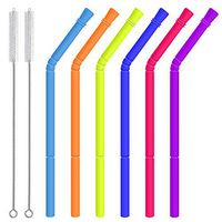 6 Pack Collapsible Straw Reusable Regular Size, Folding Drinking Straws Foldable Final Premium Food-grade Portable Set with 2 Cleaning Brush for Kids Toddler Baby,30&20 Oz Yeti/Ozark/Rtic Tumblers