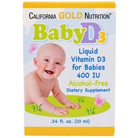 California Gold Nutrition, Baby Vitamin D3 Drops, 400 IU. 34 fl oz (10 ml), Alcohol-Free, Gluten-Free, Soy-Free, CGN