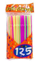 Jacent Disposable Drinking Straws - Neon Plastic Flex Straws, 125 Count per Pack, 12-Pack