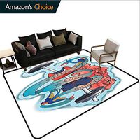 Fitness Moiré Kids Carpet Playmat Rug, Strong is a New Skinny Artistic Composition Birds Flowers Barbell, Easy Maintenance Area Rug Living Room Bedroom Carpet(2.5'x 9')