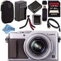Panasonic Lumix DMC-LX100 DMC-LX100S Digital Camera (Silver) + DMW-BLG10 Lithium Ion Battery + Charger + Sony 64GB SDXC Card + Case + Tripod + HDMI Cable + Memory Card Wallet + Fibercloth Bundle